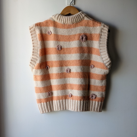 Zara Jacquard Orange Cream Sweater Vest - Picture 5 of 6